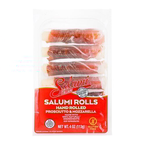 Salumi Italiani Prosciutto & Mozzarella Rolls 4oz Salumi Italiani Prosciutto & Mozzarella Rolls 4oz