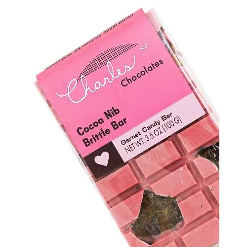 Charles Chocolates Cocoa Nib Brittle Bar 3.5oz, San Francisco, California Charles Chocolates Cocoa Nib Brittle Bar 3.5oz, San Francisco, California