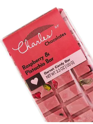 Charles Chocolates Raspberry & Pistachio Bar 3.5oz, San Francisco, California