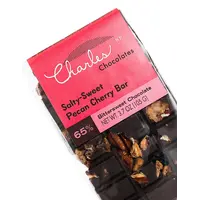Charles Chocolates Salty-Sweet Pecan Cherry Bar 65% Bittersweet Chocolate 3.7oz, San Francisco, California