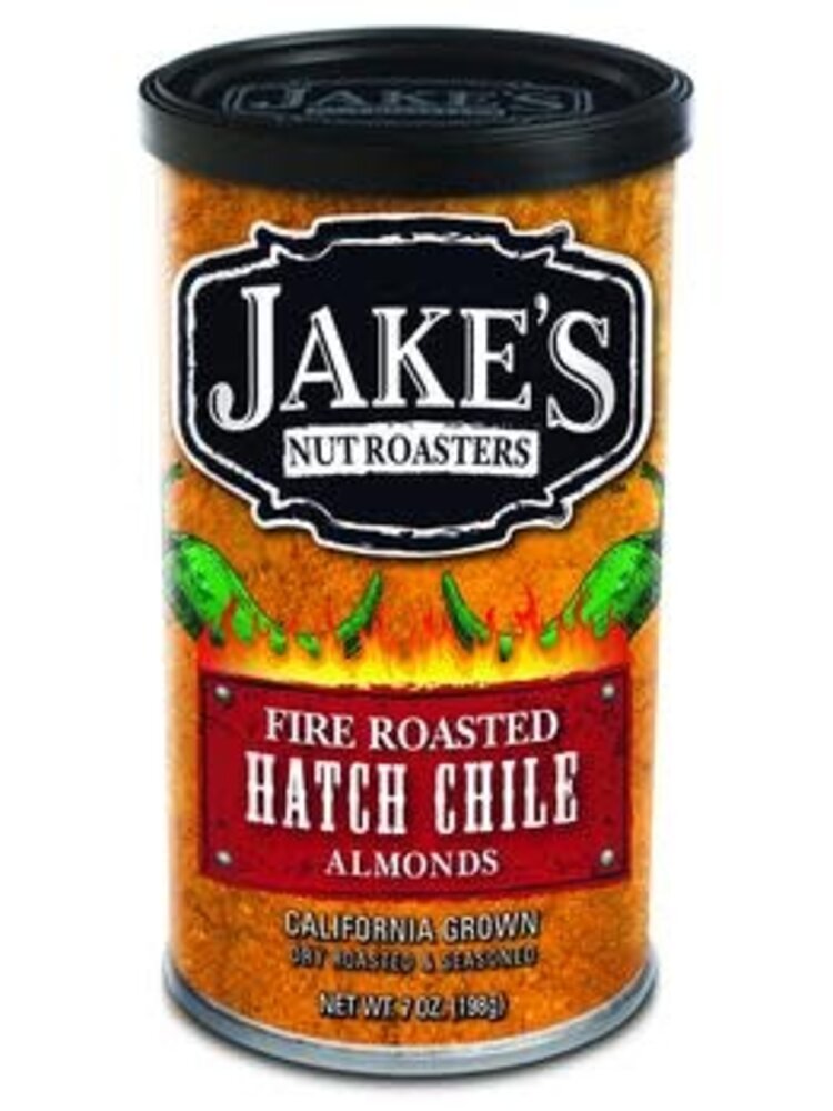 Jake's Nut Roasters "Fire Roasted Hatch Chile" Almonds 7oz Can, Newman, California