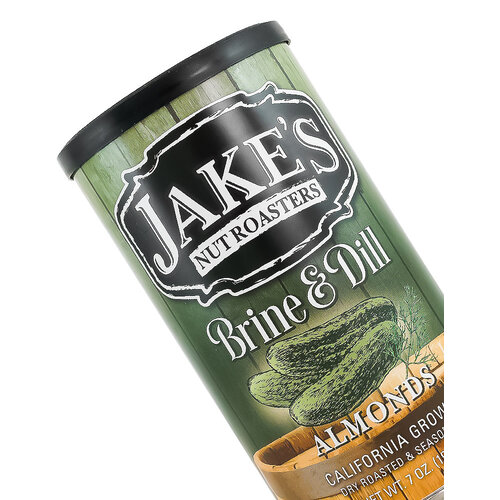 Jake's "Brine & Dill" Dry Roasted & Seasoned Almonds 7oz Can, Newman, California Jake's "Brine & Dill" Dry Roasted & Seasoned Almonds 7oz Can, Newman, California