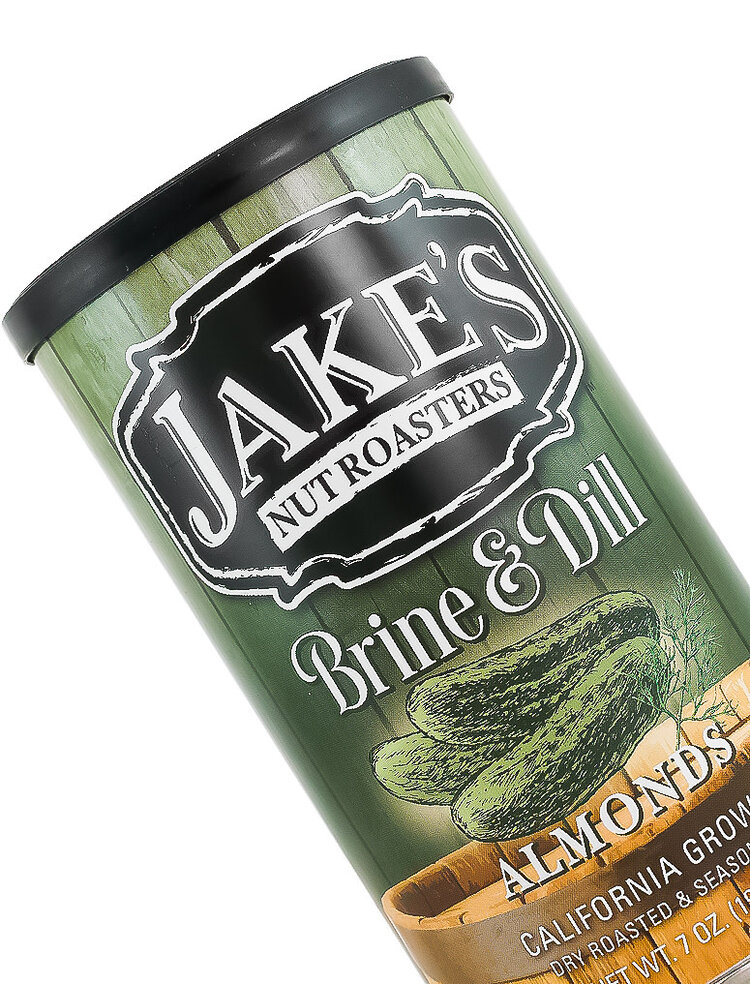 Jake's Nut Roasters "Brine & Dill" Dry Roasted & Seasoned Almonds 7oz Can, Newman, California