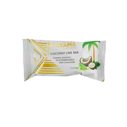 Mayana Chocolate "Coconut Lime" Creamy Coconut, Lime Marshmallow Dark Chocolate 1.4oz Bar, Spooner Wisconsin Mayana Chocolate "Coconut Lime" Creamy Coconut, Lime Marshmallow Dark Chocolate 1.4oz Bar, Spooner Wisconsin