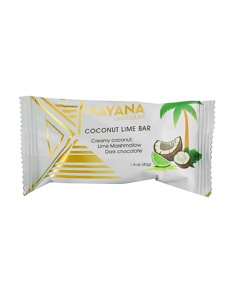 Mayana Chocolate "Coconut Lime" Creamy Coconut, Lime Marshmallow Dark Chocolate 1.4oz Bar, Spooner Wisconsin