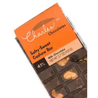 Charles Chocolates Salty-Sweet Cashew Bar 41% MIlk Chocolate 3.7oz, San Francisco, California