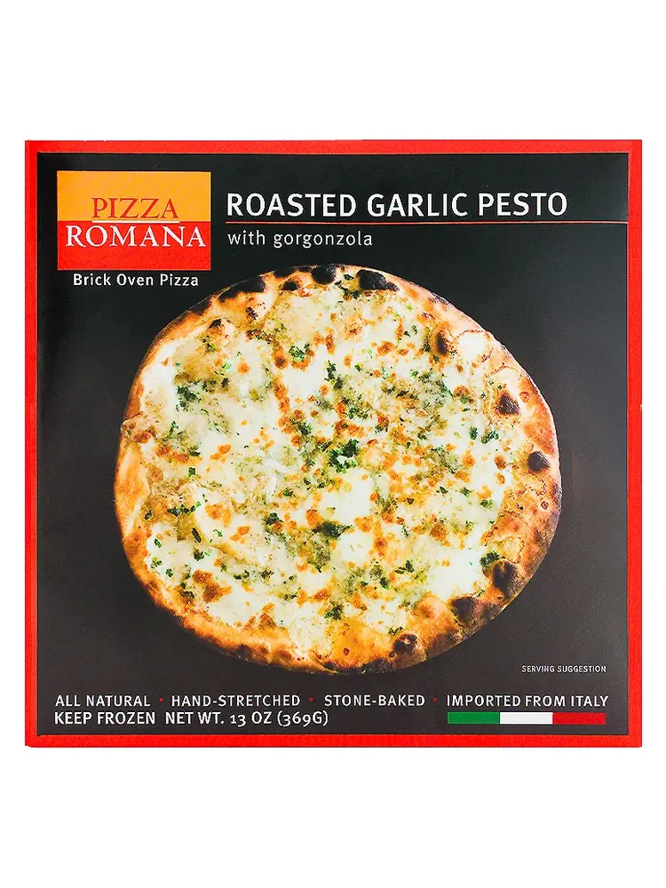 Pizza Romana Roasted Garlic Pesto Brick Oven Pizza, Marche, Italy