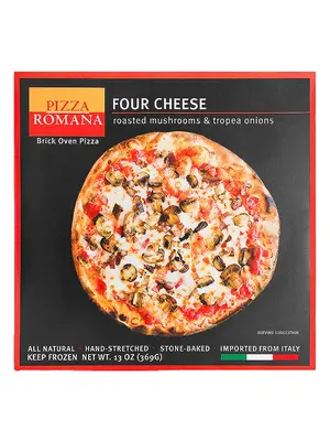 Pizza Romana Four Cheese with Mushrooms & Tropea Onions Brick Oven Pizza, Marche, Italy