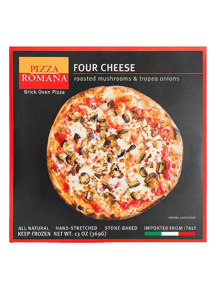 Pizza Romana Four Cheese with Mushrooms & Tropea Onions Brick Oven Pizza, Marche, Italy