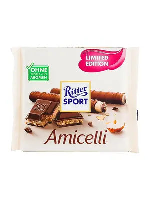 Ritter Sport "Amicelli" Limited Edition Milk Chocolate With Hazelnut Cream 3.5oz Bar, Germany