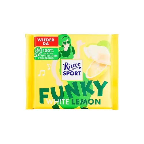 Ritter Sport "Funky" White Lemon 3.5oz Bar, Germany Ritter Sport "Funky" White Lemon 3.5oz Bar, Germany