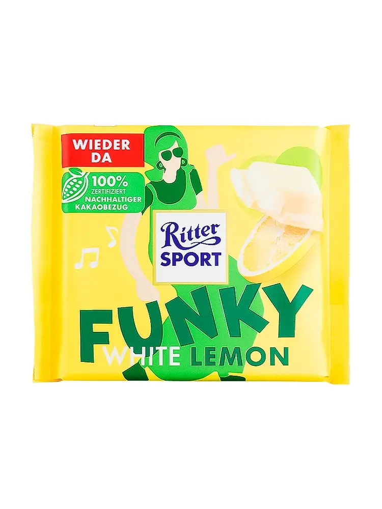 Ritter Sport "Funky" White Lemon 3.5oz Bar, Germany