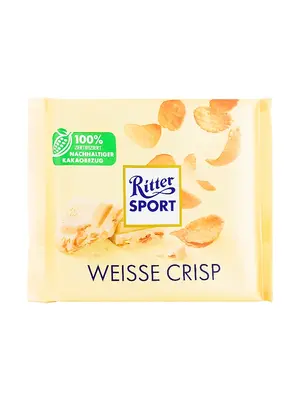 Ritter Sport "Weisse Crisp" White Chocolate With Cornflakes & Crispy Rice 3.5oz Bar, Germany