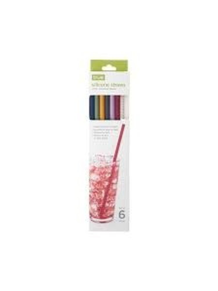 True Silicone Straws, Set Of 6 With Cleaning Brush