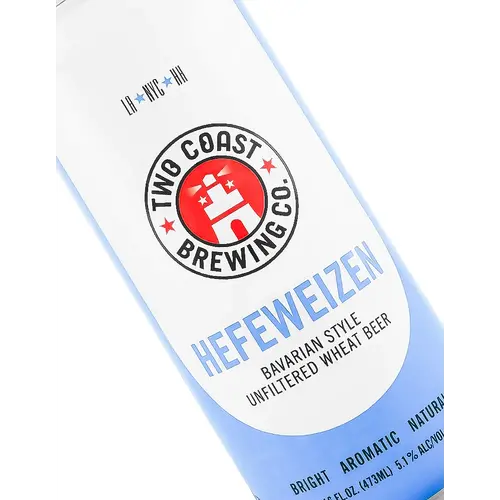 Two Coast Brewing "Hefeweizen" Bavarian Style Unfiltered Wheat Beer 16oz Can - Gardena, CA Two Coast Brewing "Hefeweizen" Bavarian Style Unfiltered Wheat Beer 16oz Can - Gardena, CA