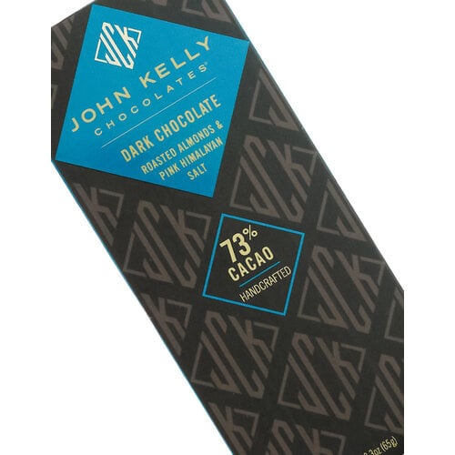 John Kelly Dark Chocolate Roasted Almonds & Pink Himalayan Salt Bar 73% Cacao 2.3oz, Los Angeles, California John Kelly Dark Chocolate Roasted Almonds & Pink Himalayan Salt Bar 73% Cacao 2.3oz, Los Angeles, California