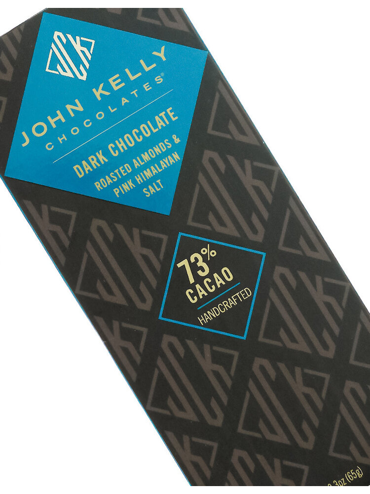 John Kelly Dark Chocolate Roasted Almonds & Pink Himalayan Salt Bar 73% Cacao 2.3oz, Los Angeles, California