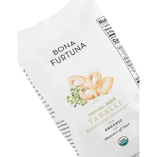 Bona Furtuna "Fennel Seed" Taralli Baked Italian Knots 7oz Bag, Italy Bona Furtuna "Fennel Seed" Taralli Baked Italian Knots 7oz Bag, Italy