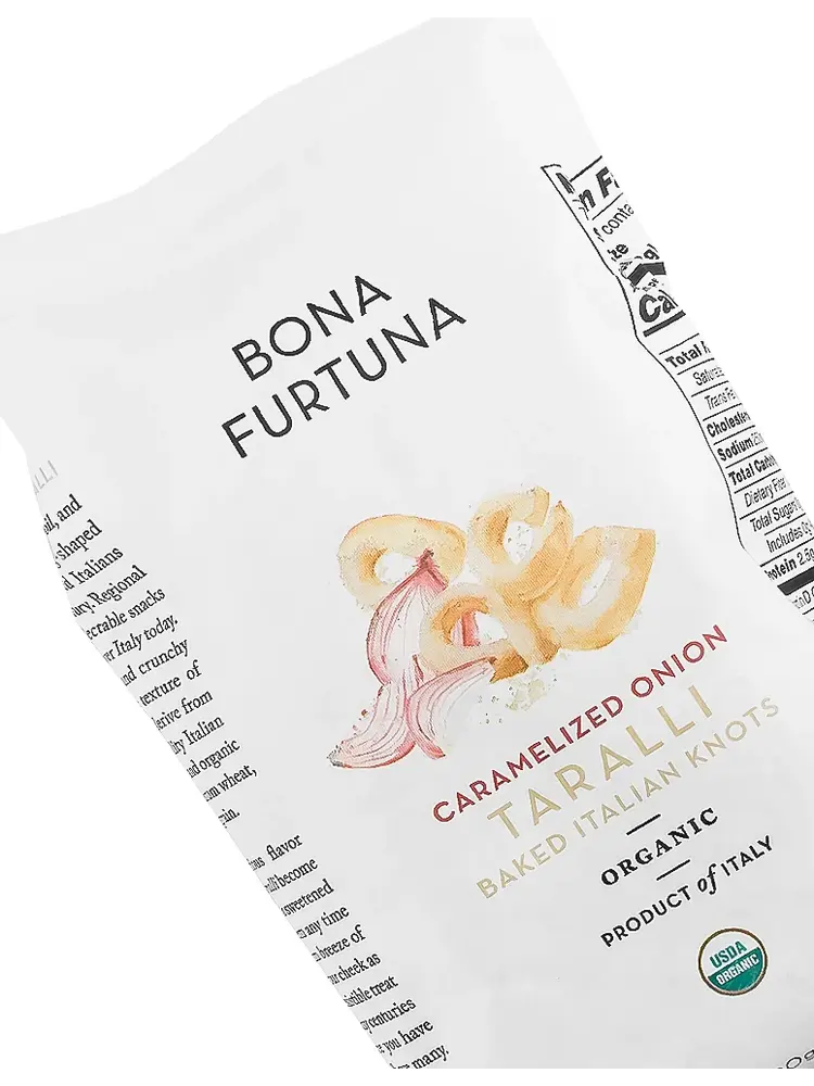 Bona Furtuna "Caramelized Onion" Taralli Baked Italian Knot 7oz Bag, Italy