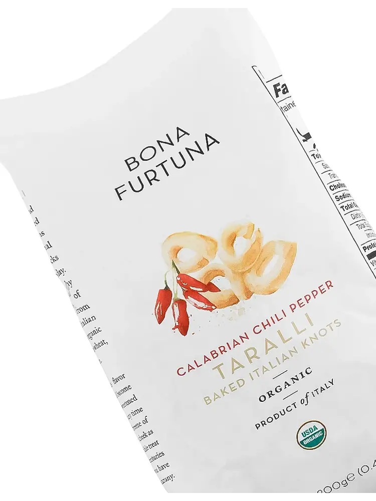 Bona Furtuna "Calabrian Chili Pepper" Taralli Baked Italian Knots 7oz Bag, Italy