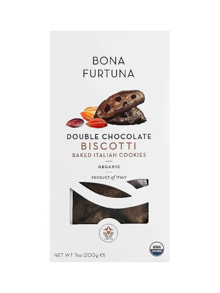 Bona Furtuna "Double Chocolate" Biscotti Baked Italian Cookies 7oz Box, Italt