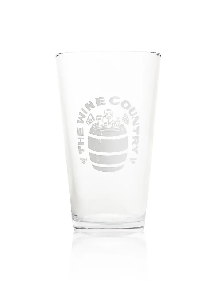 The Wine Country White Barrel Beer Pint Glass