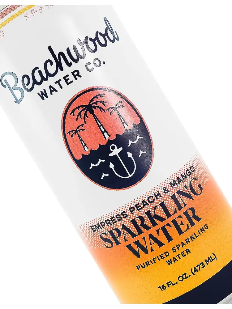 Beachwood Water "Empress Peach & Mango" Sparkling Water 16oz Can, Huntington Beach, CA