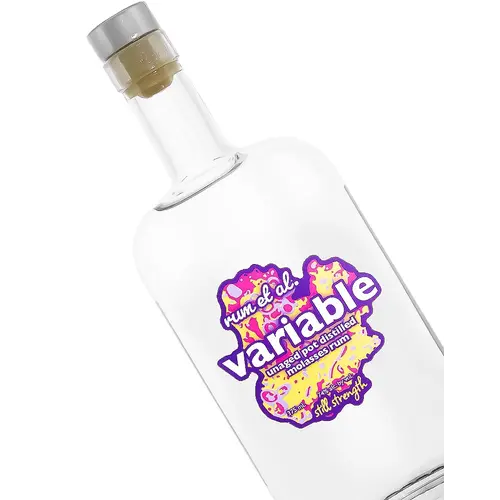 Rum Et Al ."Variable" Unaged Pot Distilled Mosasses Rum Still Strength Half Bottle, Los Angeles, California