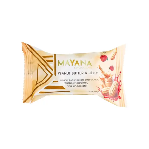 Mayana Chocolate "Peanut Butter & Jelly" Peanut Butter-Potato Chip Crunch, Raspberry Caramel, Dark Chocolate 1.5oz Bar, Spooner, Wisconsin