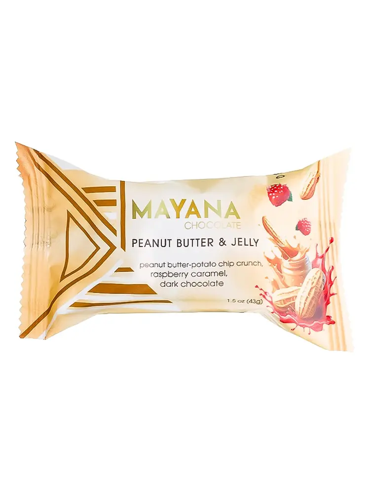 Mayana Chocolate "Peanut Butter & Jelly" Peanut Butter-Potato Chip Crunch, Raspberry Caramel, Dark Chocolate 1.5oz Bar, Spooner, Wisconsin