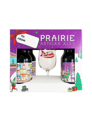 Prairie Artisan Ales " Christmas Gift Box" Imperial Stouts With Glass - 2 bottles "Christmas Bomb" & 2 Bottles "Barrel Aged Christmas Bomb" 12oz - McAlester, OK
