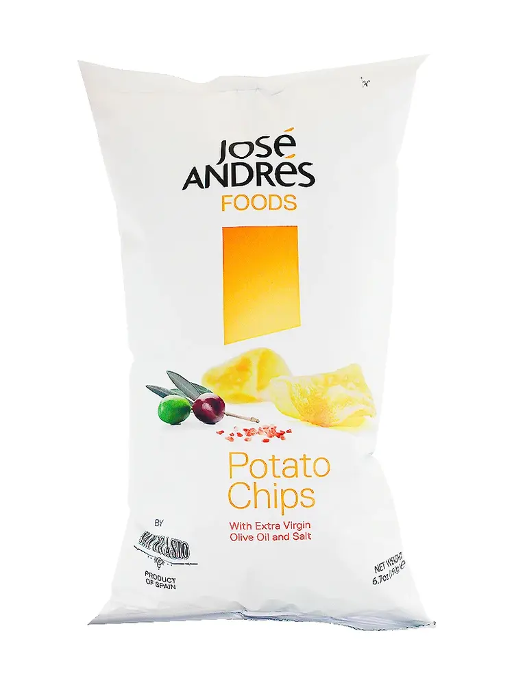 Jose Andres Potato Chips Extra Virgin Olive Oil and Himilayan Pink Salt 6.7oz Bag