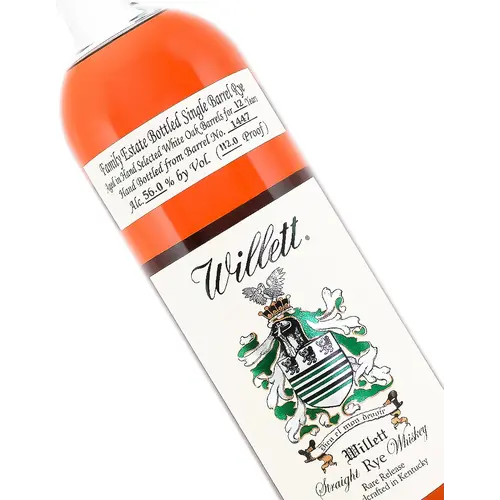 Willett Family Estate Single Barrel Rye Aged 12 Years "Mustache Maniacs", Bardstown, Kentucky