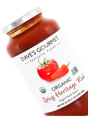 Dave's Gourmet "Spicy Heritage Red" Pasta Sauce 24oz Jar, California