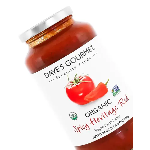 Dave's Gourmet "Spicy Heritage Red" Pasta Sauce 24oz Jar, California