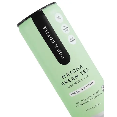 Pop & Bottle "Matcha Green Tea" Oat Milk Latte 8oz Can, California