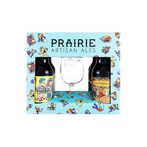 Prairie Artisan Ales "Gift Pack" 1 Each "Okie Noir", "Okie Paradise", "Okie Weekend", "Michelangel Okie" 12oz Bottles With Glass - McAlester, OK