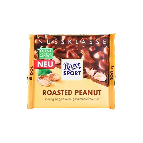 Ritter Sport Milk Chocolate With Roasted Peanuts 3.5oz Bar, Germany