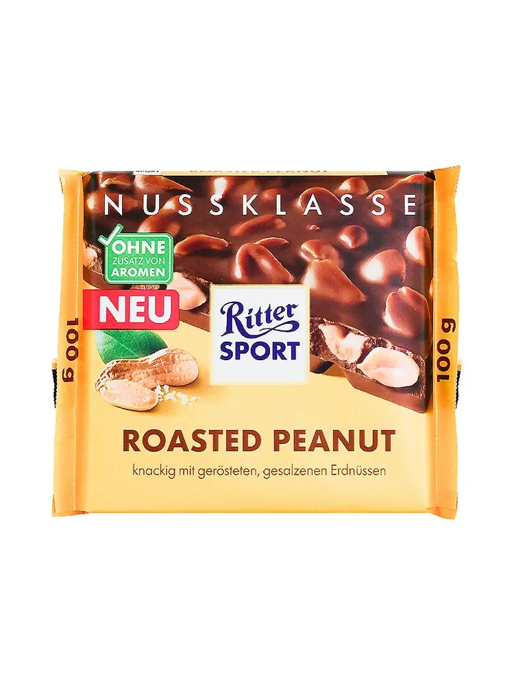 Ritter Sport Milk Chocolate With Roasted Peanuts 3.5oz Bar, Germany