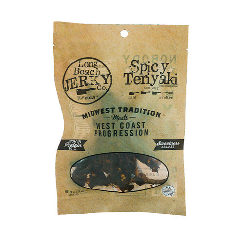 Long Beach Jerky "Spicy Teriyaki" 2.5oz Bag, Long Beach, California
