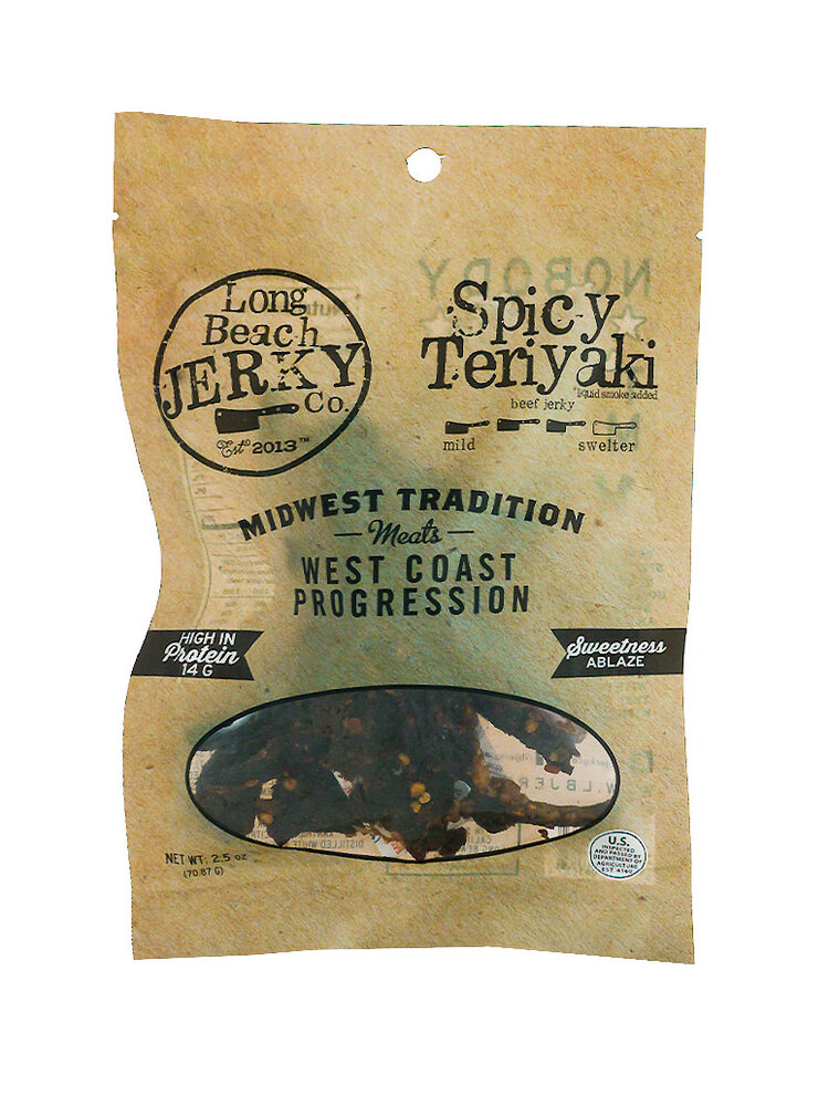 Long Beach Jerky "Spicy Teriyaki" 2.5oz Bag, Long Beach, California