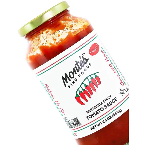Monte's Arrabiata Spicy Tomato Sauce 24oz Jar, New York