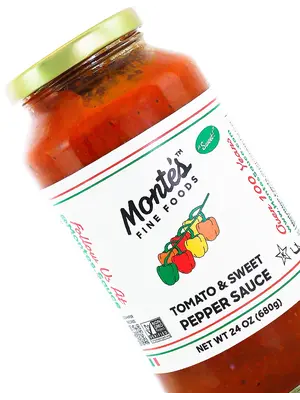 Monte's Tomato & Sweet Pepper Sauce 24oz Jar, New York