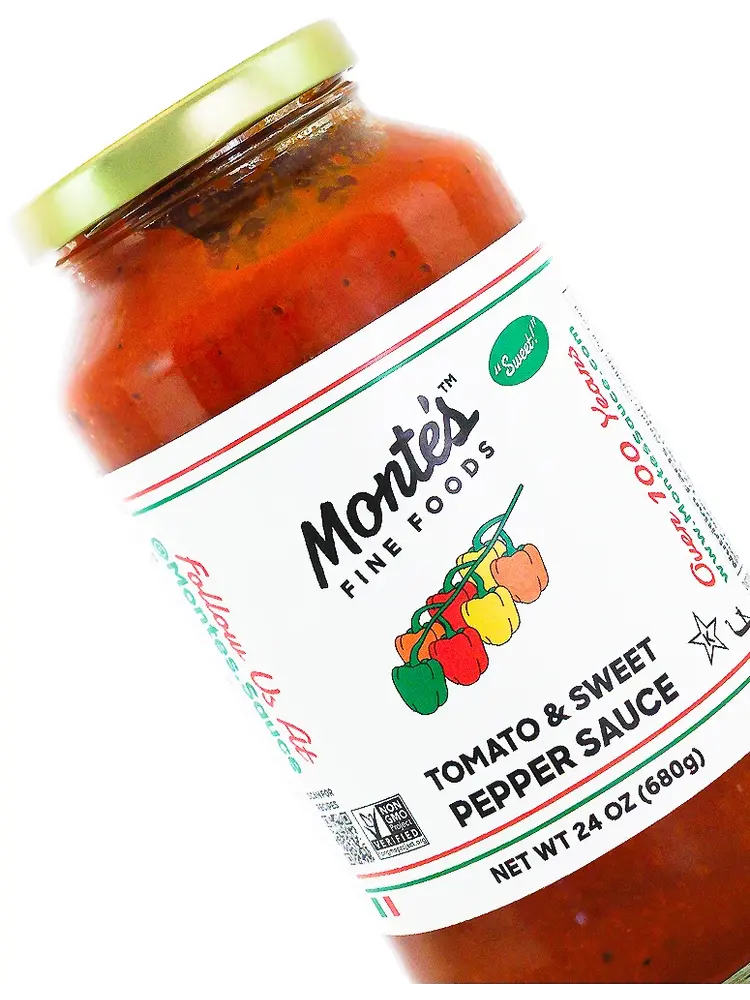 Monte's Tomato & Sweet Pepper Sauce 24oz Jar, New York