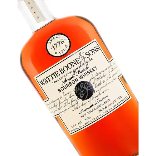 Wattie Boone & Sons "1776" Small Batch Bourbon Whiskey Ancient Reserve New Char Barrel Aged, Bardstown, Kentucky