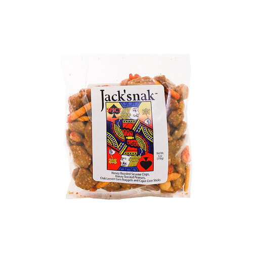 Jack'Snak "Spicy" Honey Roasted Sesame Chips, Honey Toasted Peanuts, Chili Lemon Corn Nuggets & Cajun Corn Sticks 6oz Bag, Kansas