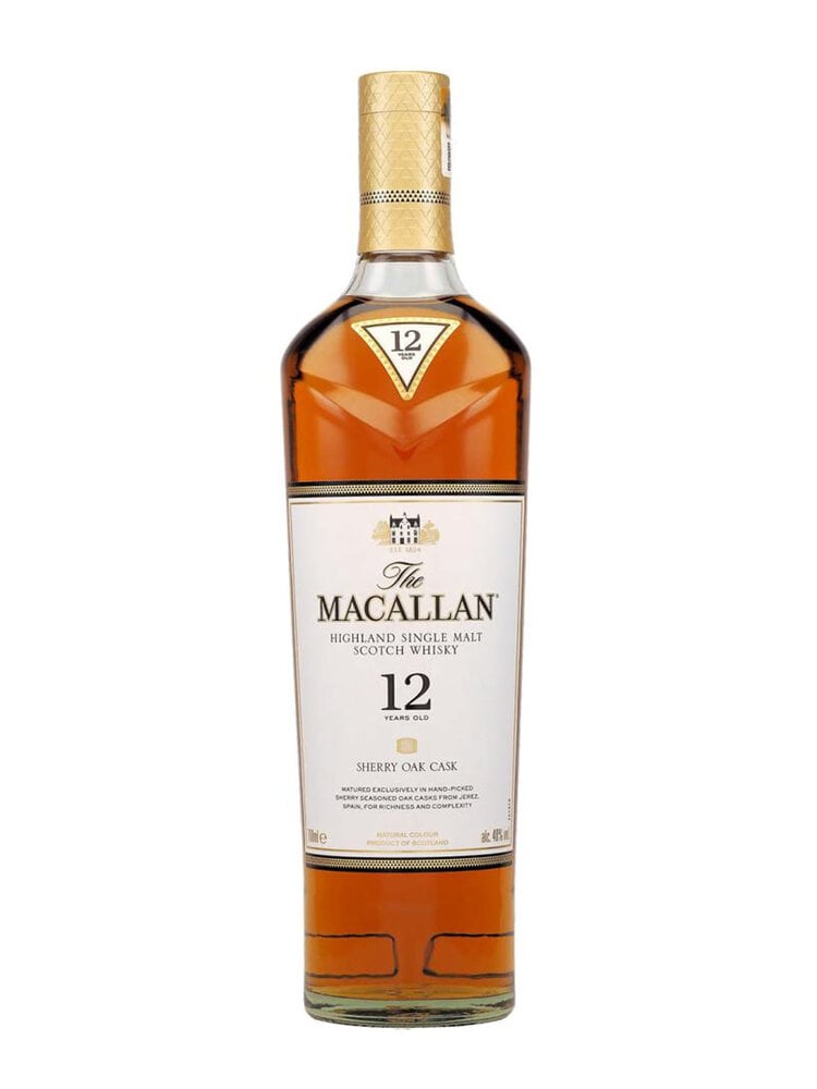 The Macallan "Sherry Oak Collection" Highland Single Malt Scotch Whisky 12 Years Old Sherry Seasoned Oak Casks