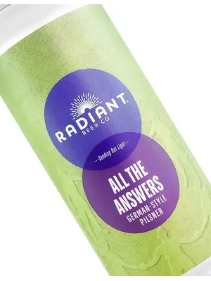 Radiant Beer "All The Answers" German-Style Pilsner 16oz Can - Anaheim, CA