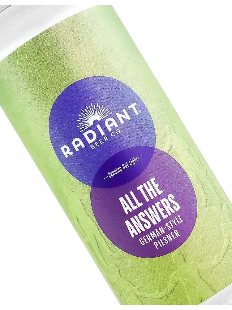 Radiant Beer "All The Answers" German-Style Pilsner 16oz Can - Anaheim, CA
