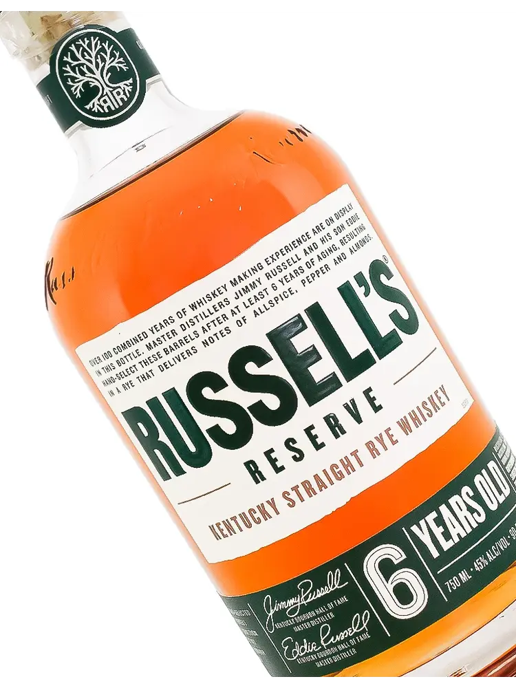 Russell's Reserve Kentucky Straight Rye Whiskey 6 Years Old, Lawrenceburg, Kentucky